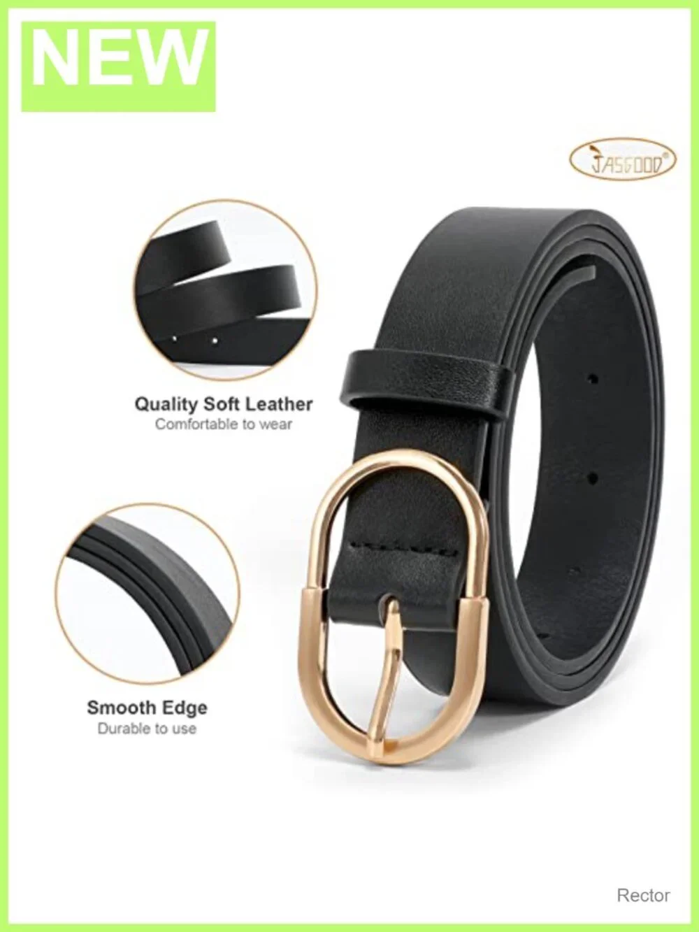 Women's PU Leather Belt with Gold Buckle, Stylish Waist Belt for Jeans & Dresses